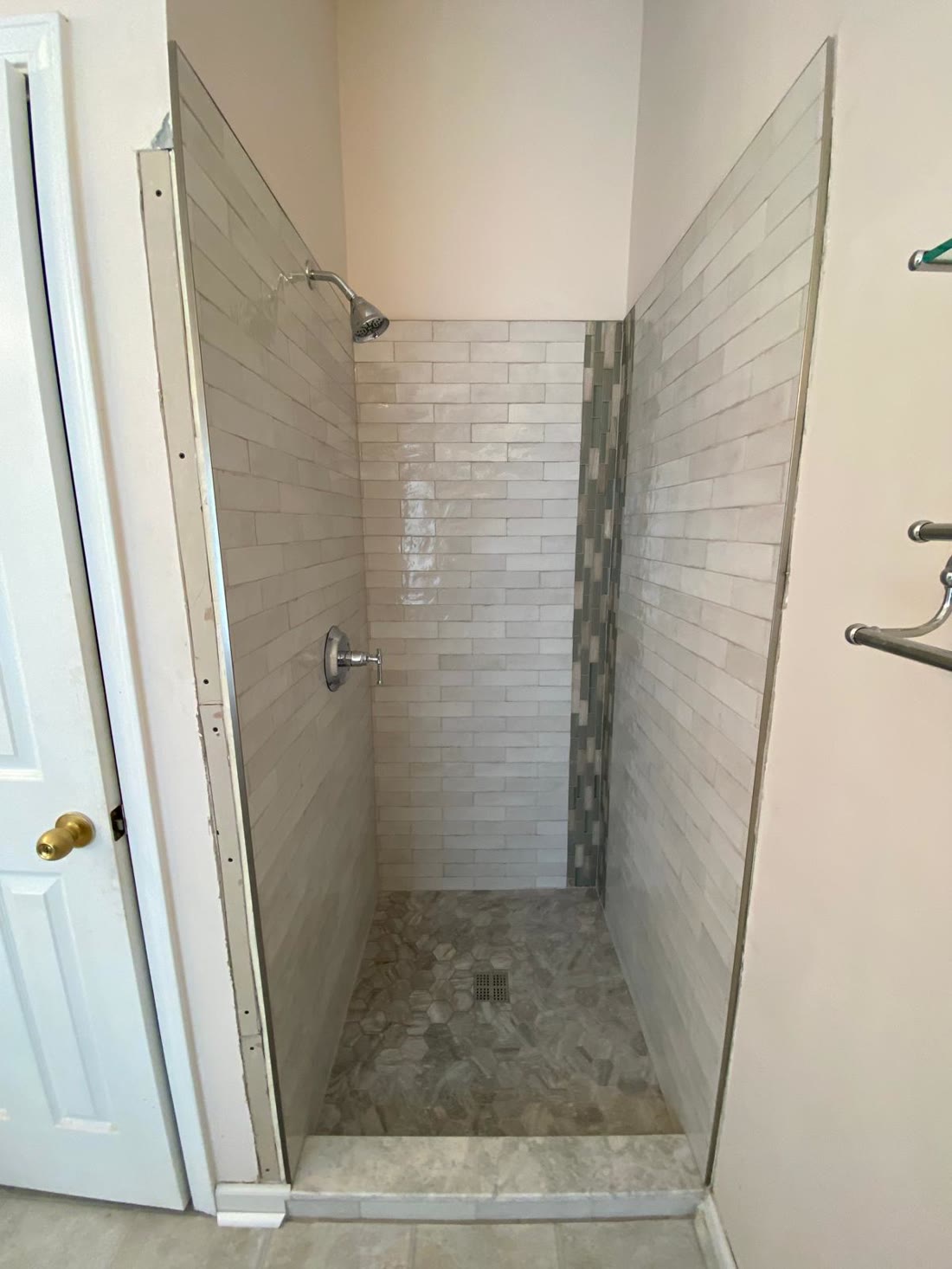 Finished tiled walk-in shower